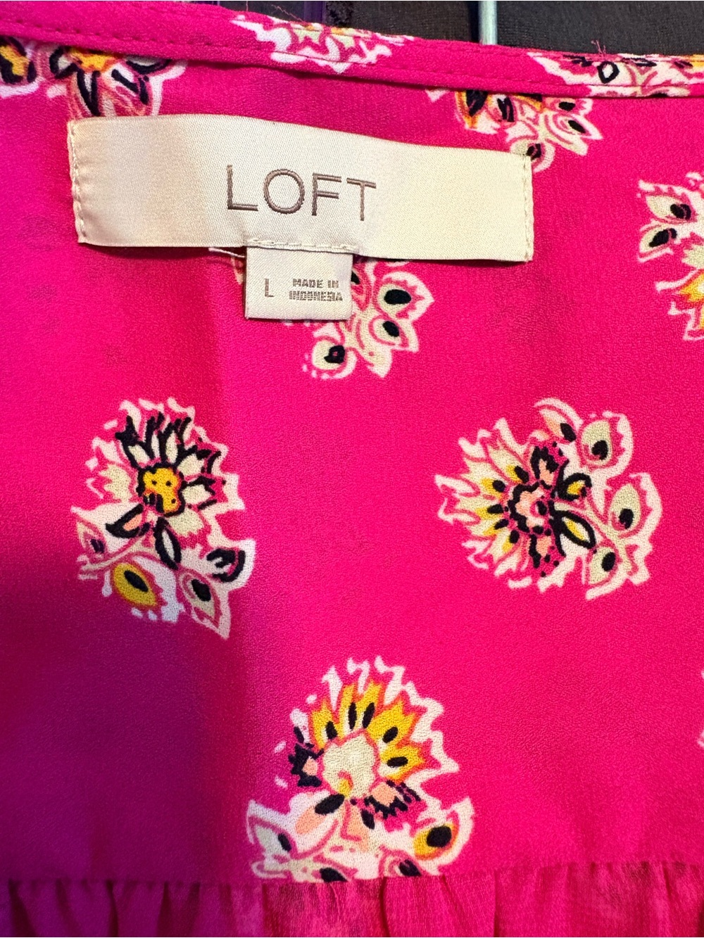 LOFT Hot Pink Floral Top